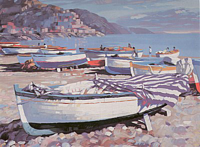 Amalfi Boats (Canvas) by Howard Behrens