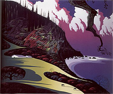 Barns By The Sea by Eyvind Earle