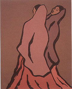 Walking Women    (State II) by R.C. Gorman