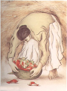 Woman With Chili Pepers by R.C. Gorman