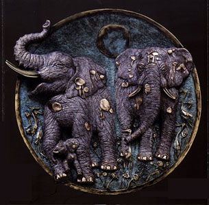 Elephant Family (Platter) by Jiang