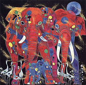 Elephant Family (Tapestry) by Jiang