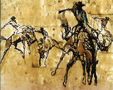 Rodeo (Black & White) by LeRoy Neiman