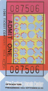Lincoln Center Ticket, FS #19 by Andy Warhol